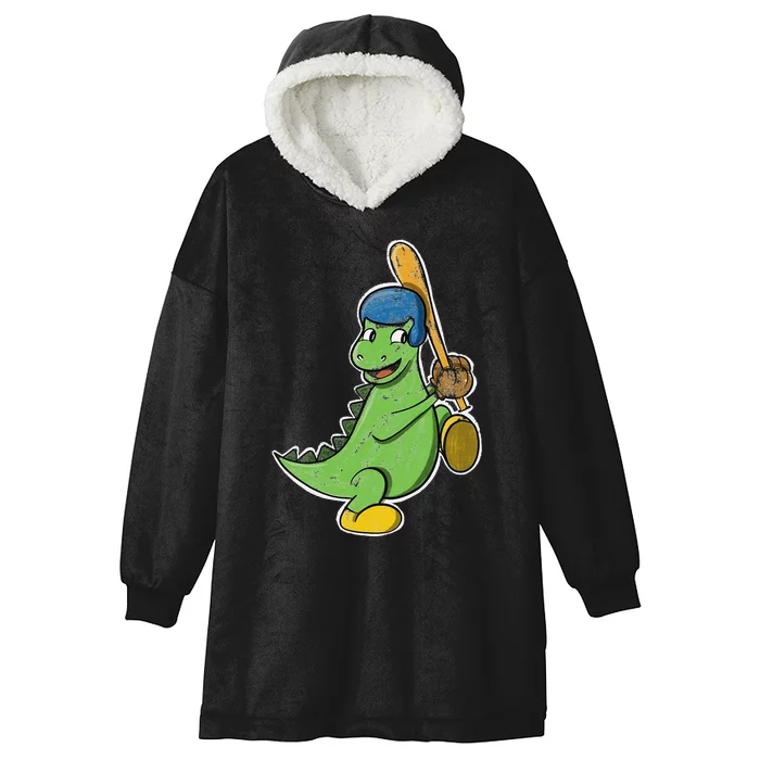 Baseball Player Dinosaur  T Rex Birthday Gift Hooded Wearable Blanket