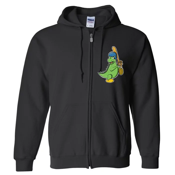 Baseball Player Dinosaur  T Rex Birthday Gift Full Zip Hoodie