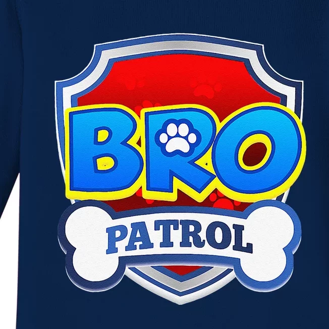 Bro Patrol Dog Funny Gift Birthday Party Baby Long Sleeve Bodysuit