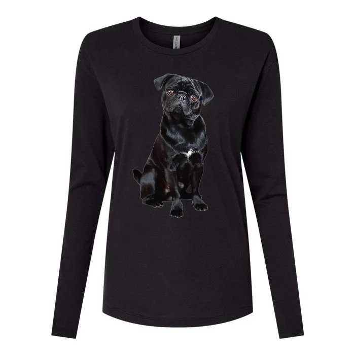 Black Pug Dog For Dog Mom Dad Funny Cute Black Pug Womens Cotton Relaxed Long Sleeve T-Shirt