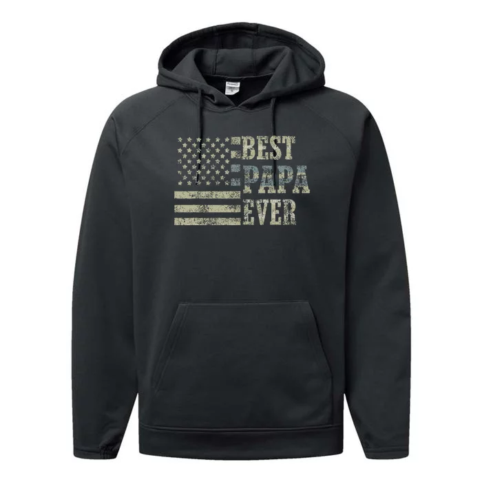 Best Papa Ever American Flag Usa Flag Performance Fleece Hoodie