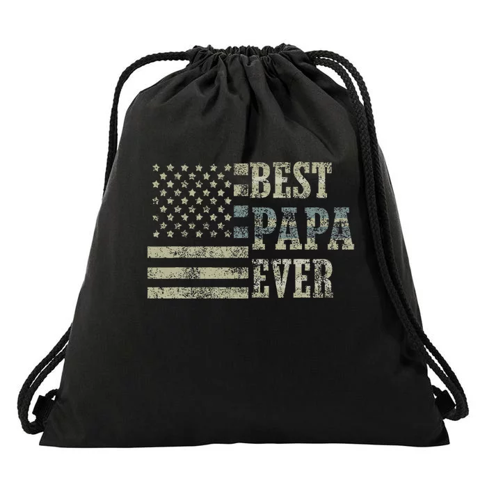 Best Papa Ever American Flag Usa Flag Drawstring Bag