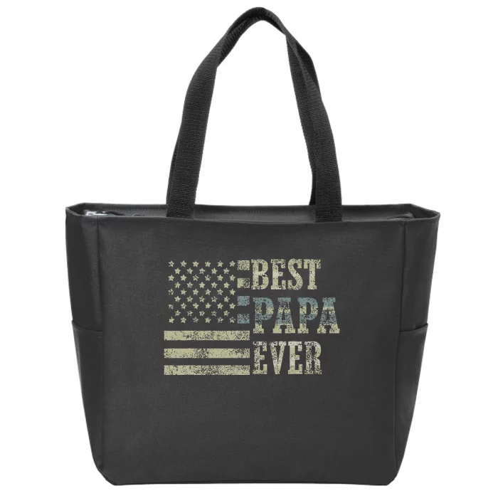 Best Papa Ever American Flag Usa Flag Zip Tote Bag