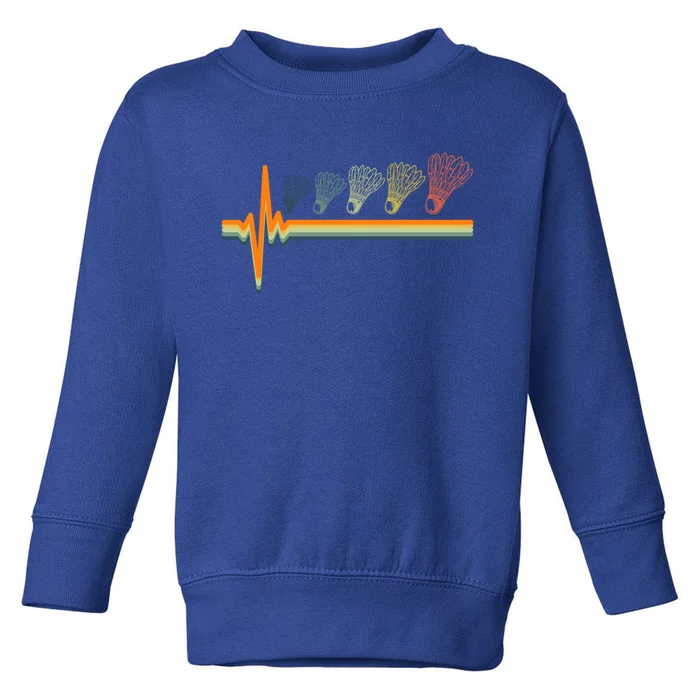 Badminton Player Ekg Heartbeat Shuttlecock Crossminton Sport Gift Toddler Sweatshirt