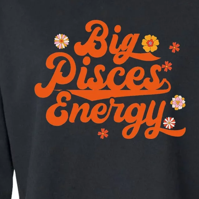 Big Pisces Energy Groovy Zodiac Sign Astrology Horoscope Cropped Pullover Crew