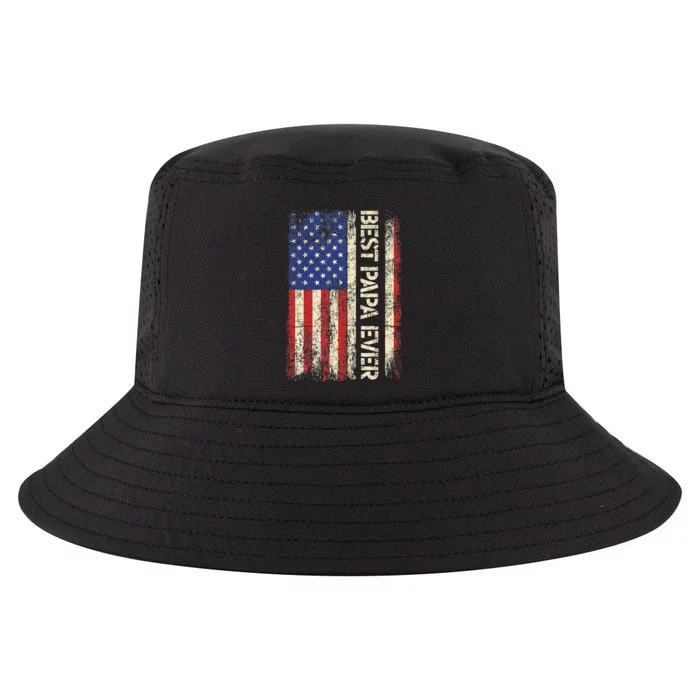 Best Papa Ever US American Flag Gifts For Father's Day Cool Comfort Performance Bucket Hat