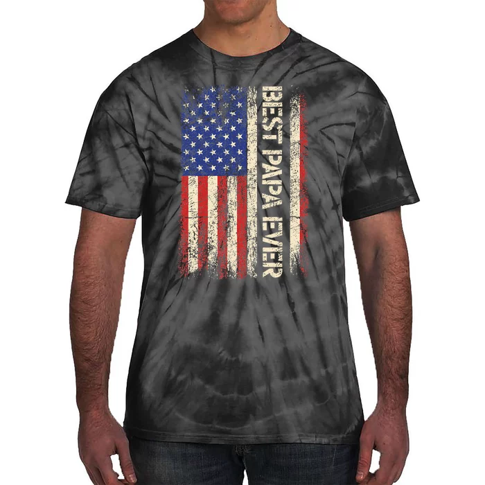 Best Papa Ever US American Flag Gifts For Father's Day Tie-Dye T-Shirt