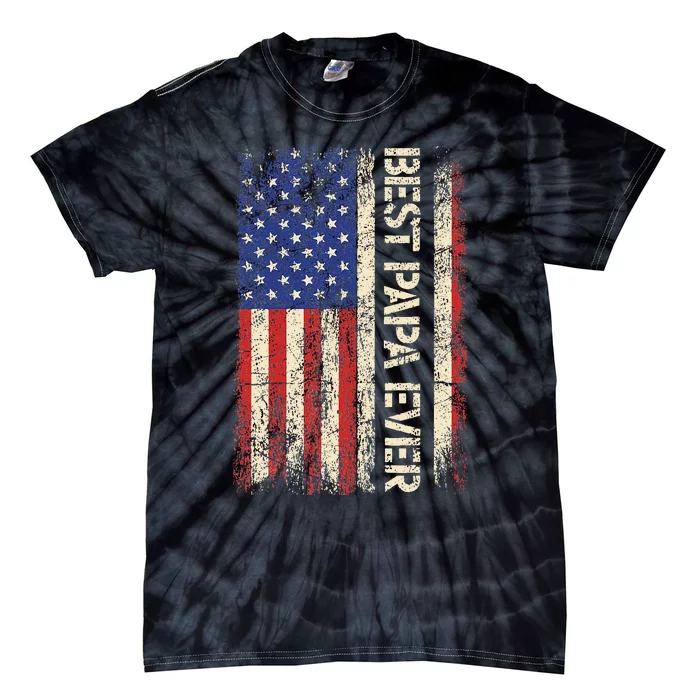 Best Papa Ever US American Flag Gifts For Father's Day Tie-Dye T-Shirt