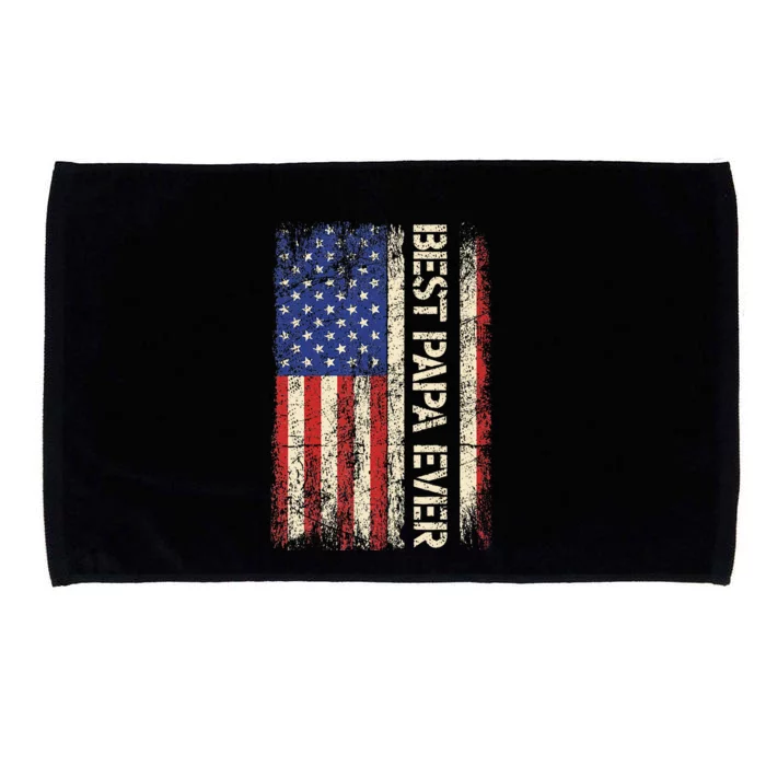 Best Papa Ever US American Flag Gifts For Father's Day Microfiber Hand Towel