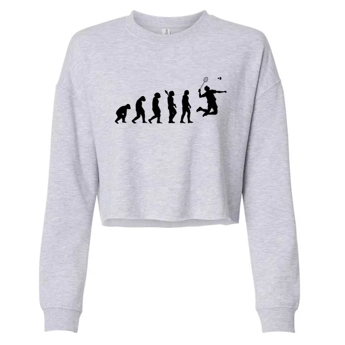 Badminton Player Evolution Shuttlecock Badminton Racket Gift Cropped Pullover Crew