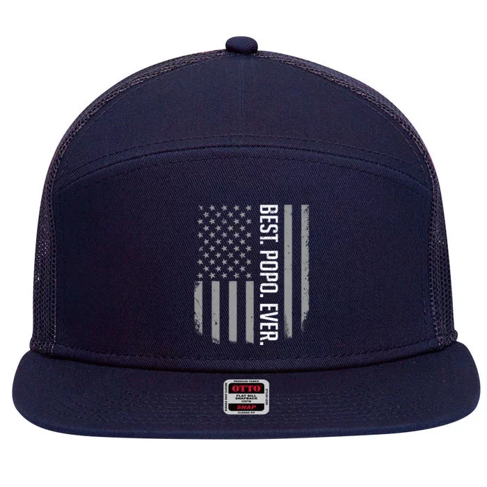 Best Popo Ever US American Flag Gifts For Father's Day 7 Panel Mesh Trucker Snapback Hat