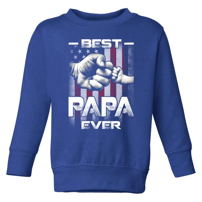 Best Papa Ever Fistcool Giftbump Usa Flag Fathers Day Gift Toddler Sweatshirt