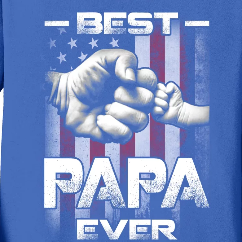 Best Papa Ever Fistcool Giftbump Usa Flag Fathers Day Gift Kids Long Sleeve Shirt