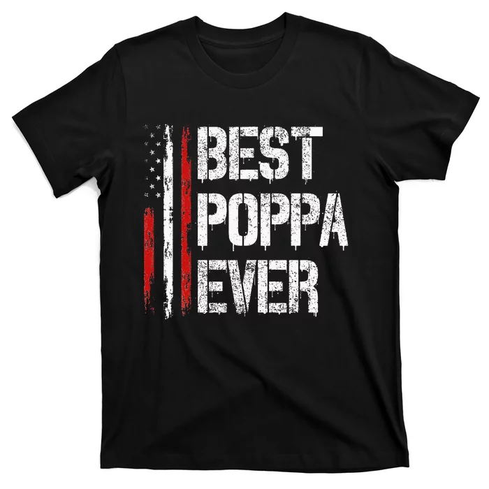 Best Poppa Ever American Flag Vintage T-Shirt