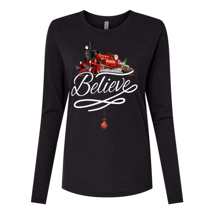 Believe Polar Express Christmas Holiday Train Womens Cotton Relaxed Long Sleeve T-Shirt