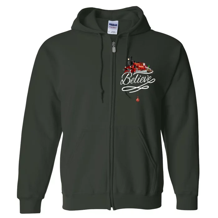 Believe Polar Express Christmas Holiday Train Full Zip Hoodie