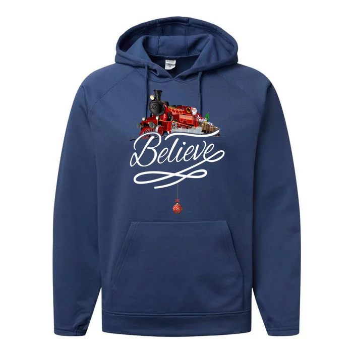 Believe Polar Express Christmas Holiday Train Performance Fleece Hoodie