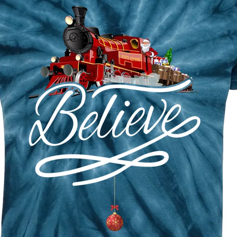 Believe Polar Express Christmas Holiday Train Kids Tie-Dye T-Shirt