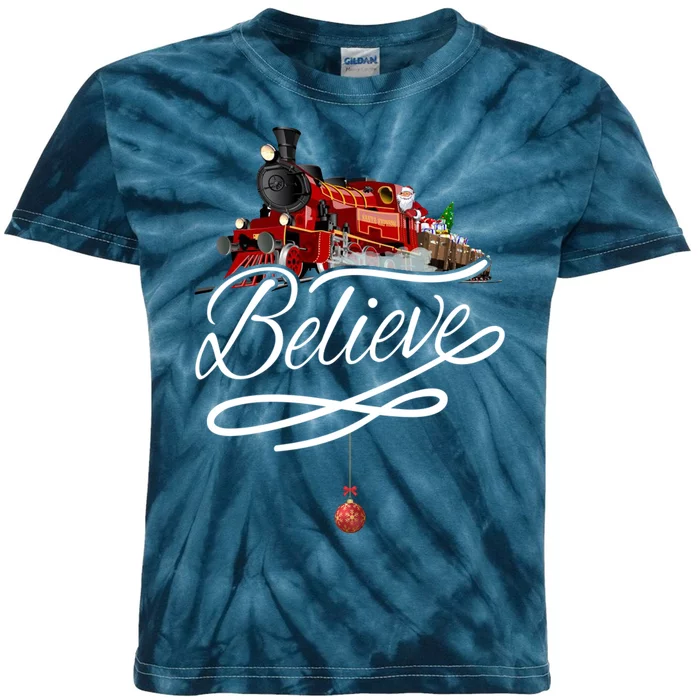 Believe Polar Express Christmas Holiday Train Kids Tie-Dye T-Shirt