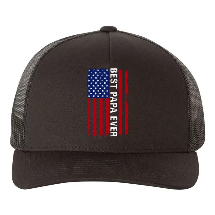 Best Papa Ever USA Flag Dad Gifts Yupoong Adult 5-Panel Trucker Hat