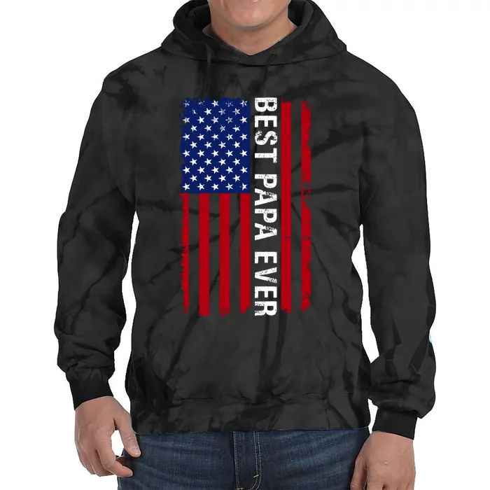 Best Papa Ever USA Flag Dad Gifts Tie Dye Hoodie