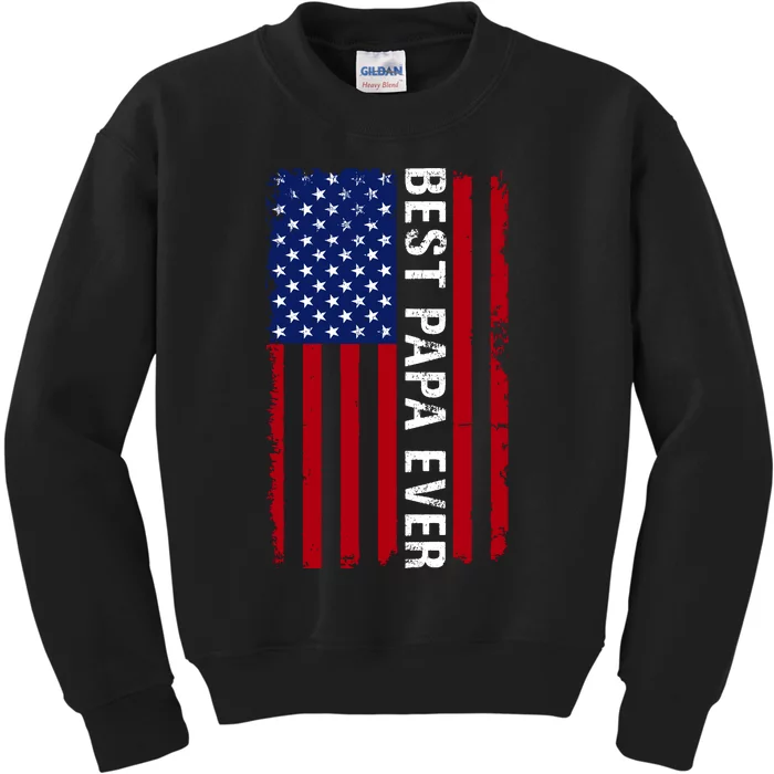 Best Papa Ever USA Flag Dad Gifts Kids Sweatshirt