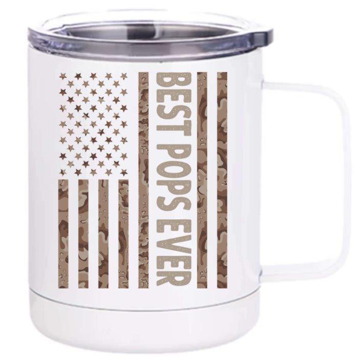 Best Pops Ever Us American Flag Funny Grandpa Father's Day Gift Front & Back 12oz Stainless Steel Tumbler Cup