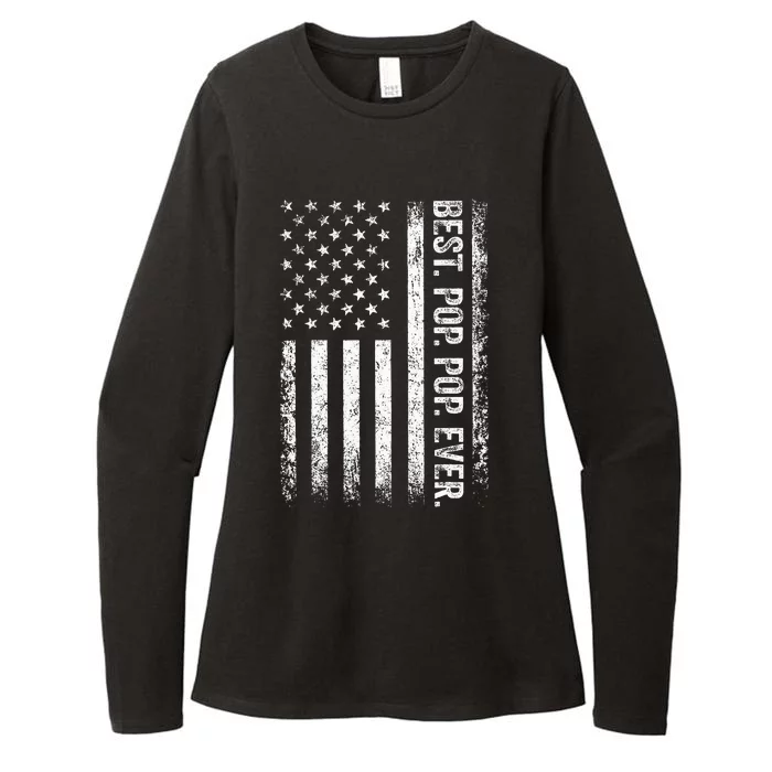 Best Pop Ever Vintage American Flag Fathers Day Gift Dad Womens CVC Long Sleeve Shirt