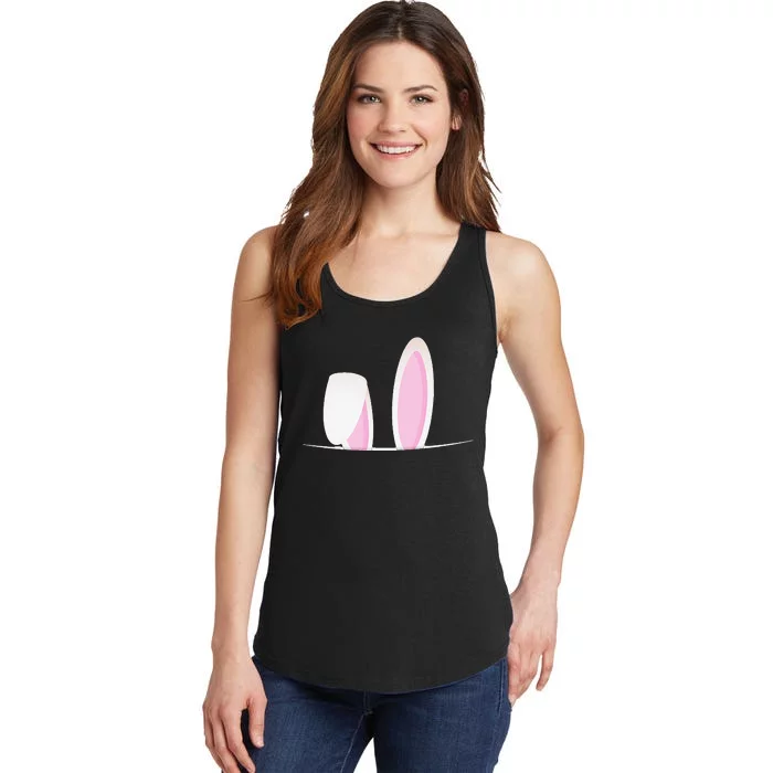 Breast Pocket Easter Bunny With Rabbit Ears Ladies Essential Tank