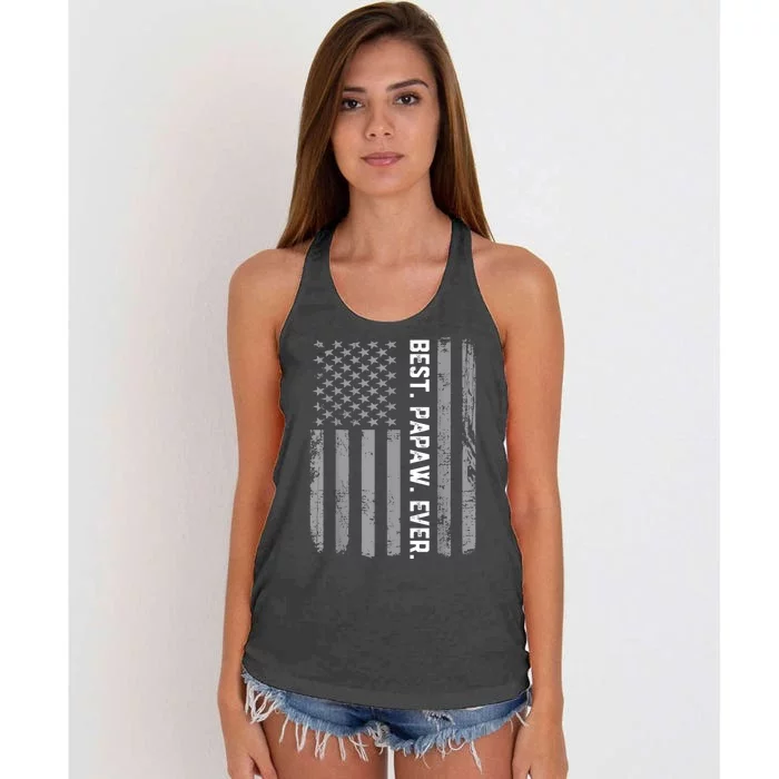 Best Papaw Ever Vintage American Flag Women's Knotted Racerback Tank