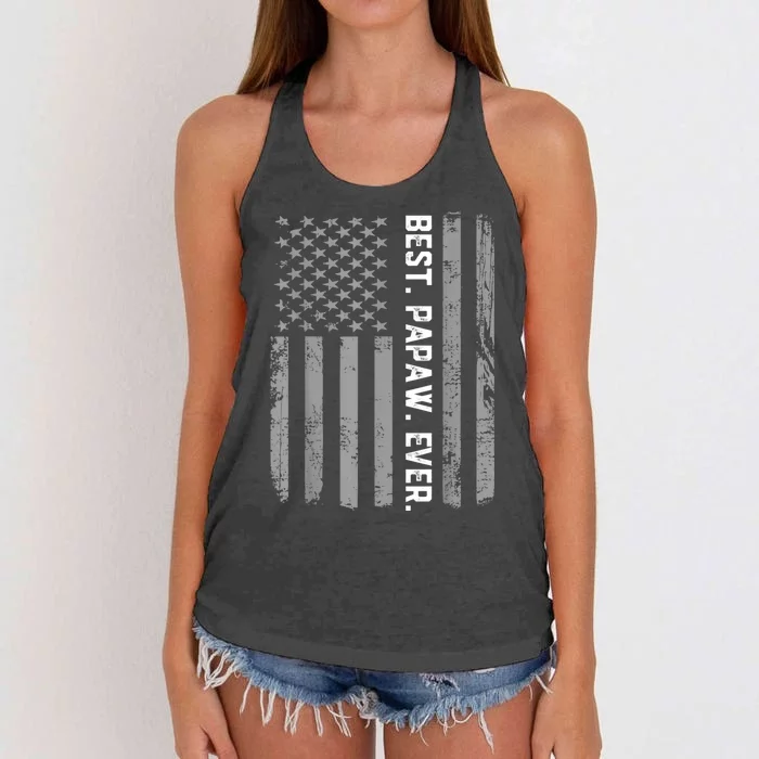 Best Papaw Ever Vintage American Flag Women's Knotted Racerback Tank