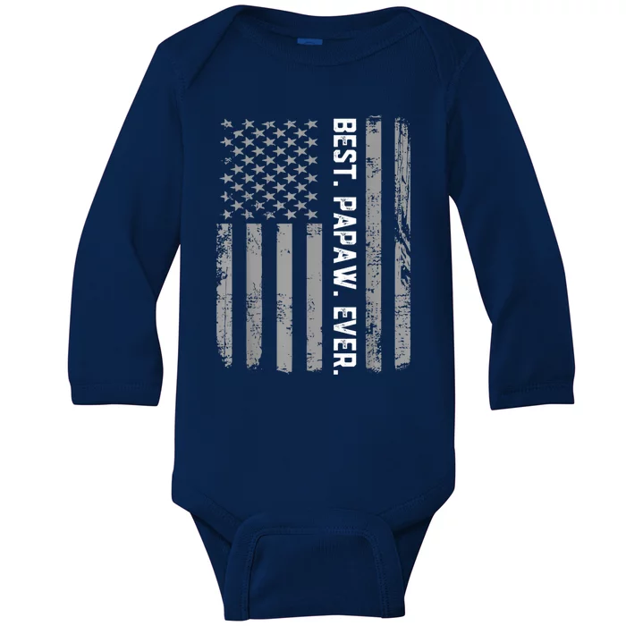 Best Papaw Ever Vintage American Flag Baby Long Sleeve Bodysuit