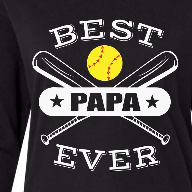 Best Papa Ever Gift For Softball Grandpa Grandfather Womens Cotton Relaxed Long Sleeve T-Shirt