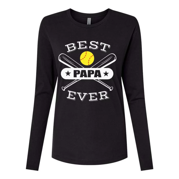 Best Papa Ever Gift For Softball Grandpa Grandfather Womens Cotton Relaxed Long Sleeve T-Shirt