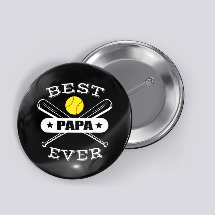 Best Papa Ever Gift For Softball Grandpa Grandfather Button