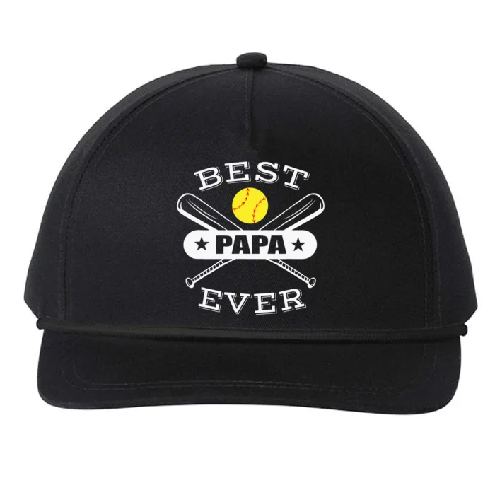 Best Papa Ever Gift For Softball Grandpa Grandfather Snapback Five-Panel Rope Hat