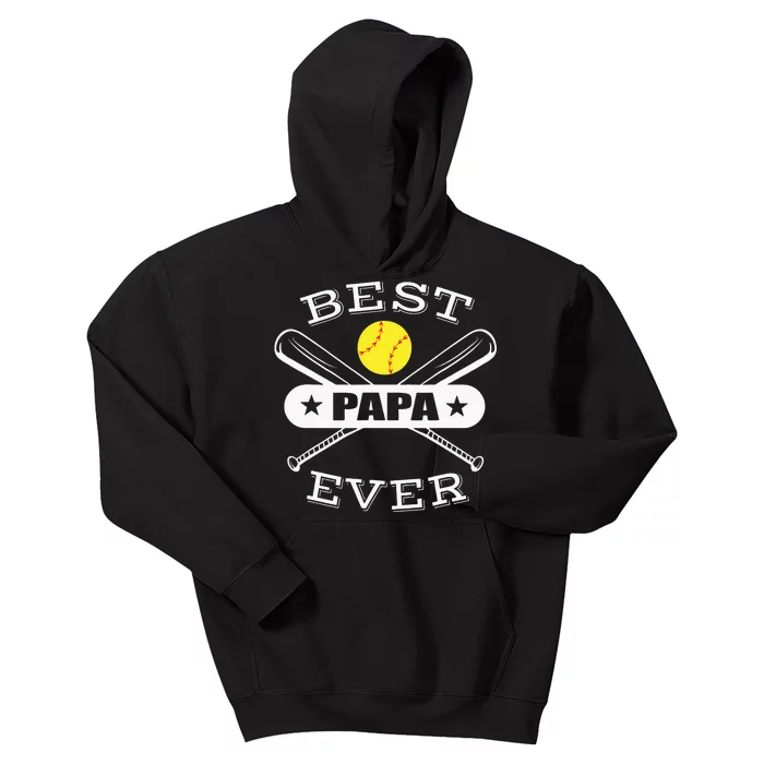 Best Papa Ever Gift For Softball Grandpa Grandfather Kids Hoodie