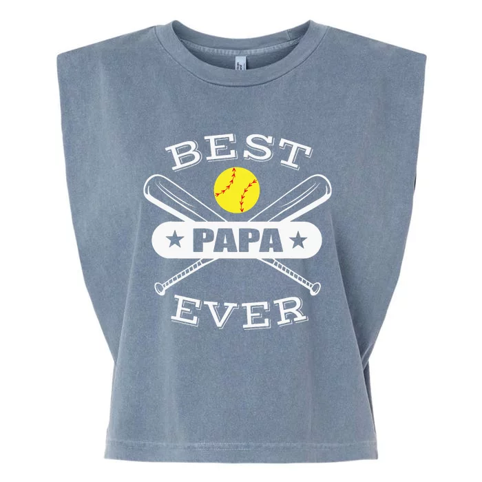 Best Papa Ever Gift For Softball Grandpa Grandfather Garment-Dyed Women's Muscle Tee