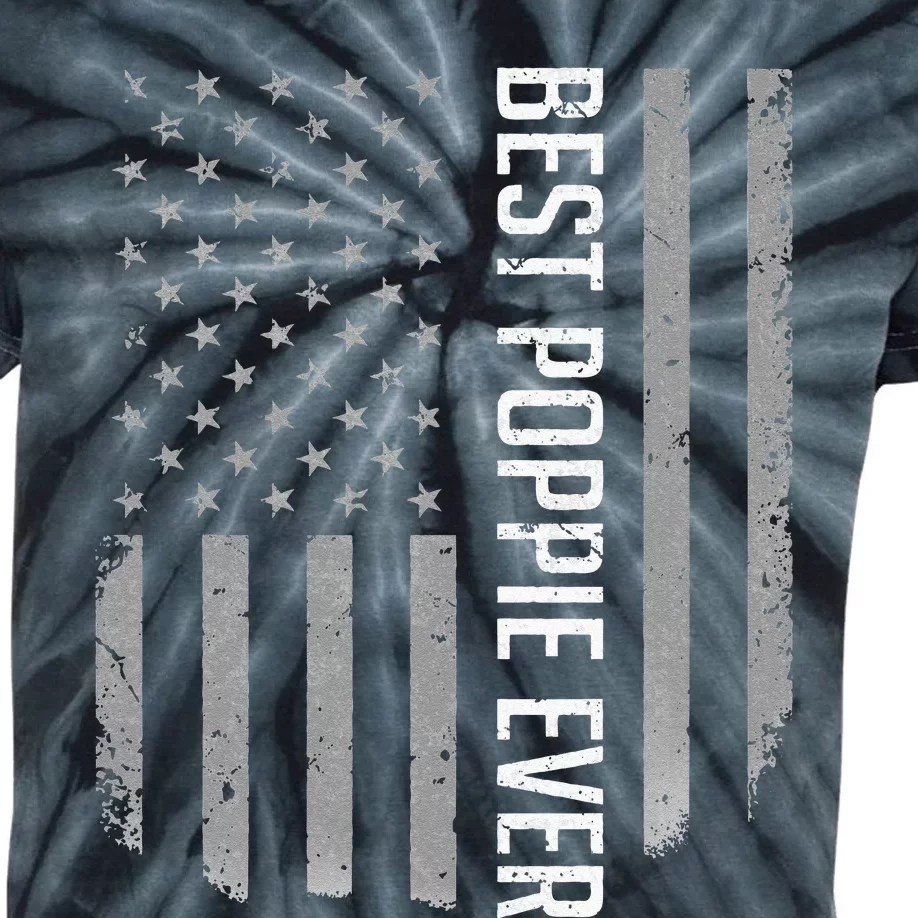 Best Poppie Ever American Flag Gifts For Fathers Day Kids Tie-Dye T-Shirt