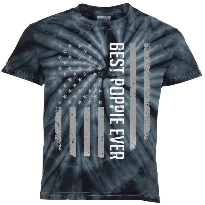 Best Poppie Ever American Flag Gifts For Fathers Day Kids Tie-Dye T-Shirt