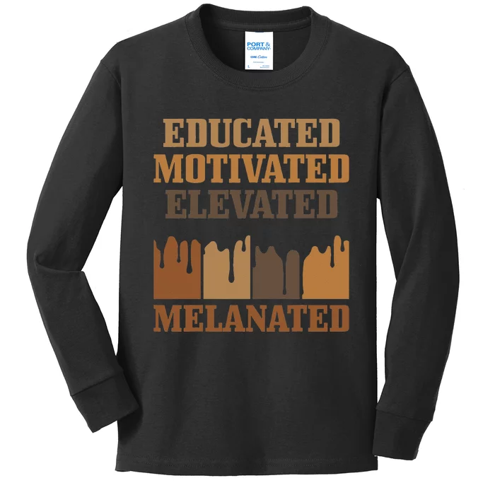 Black Pride Educated African Roots American Juneteenth Kids Long Sleeve Shirt