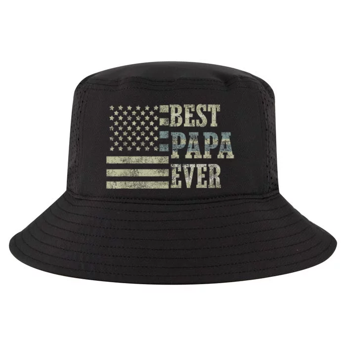 Best Papa Ever American Flag Usa Flag Cool Comfort Performance Bucket Hat