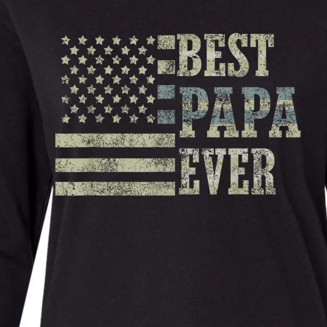 Best Papa Ever American Flag Usa Flag Womens Cotton Relaxed Long Sleeve T-Shirt