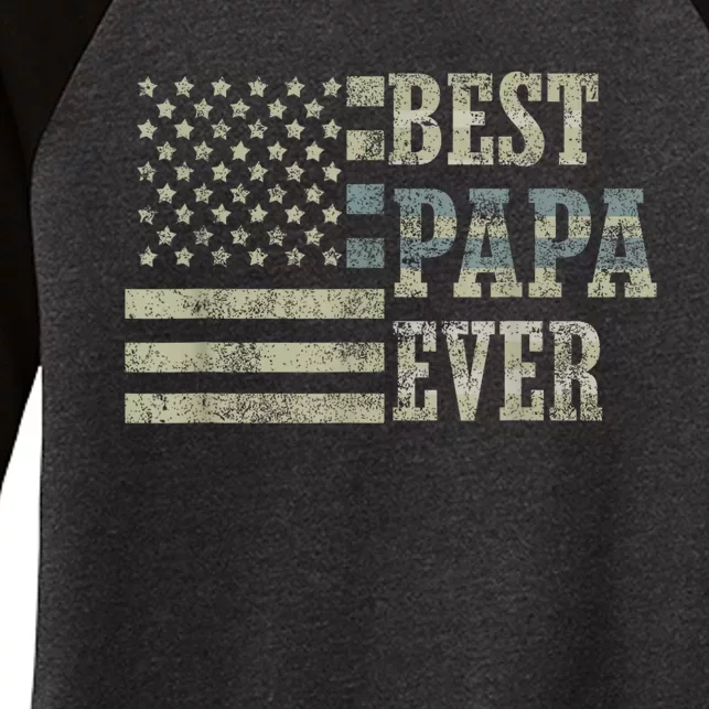 Best Papa Ever American Flag Usa Flag Women's Tri-Blend 3/4-Sleeve Raglan Shirt