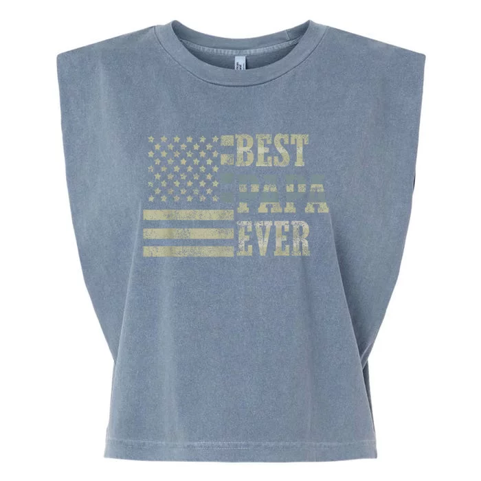 Best Papa Ever American Flag Usa Flag Garment-Dyed Women's Muscle Tee