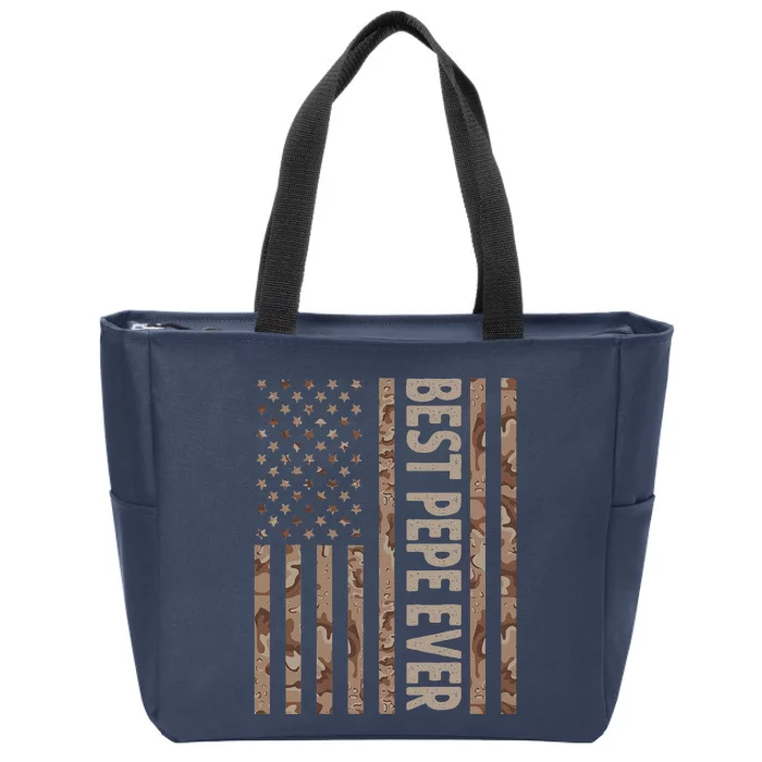 Best Pepe Ever US American Flag Funny Grandpa Fathers Day Zip Tote Bag