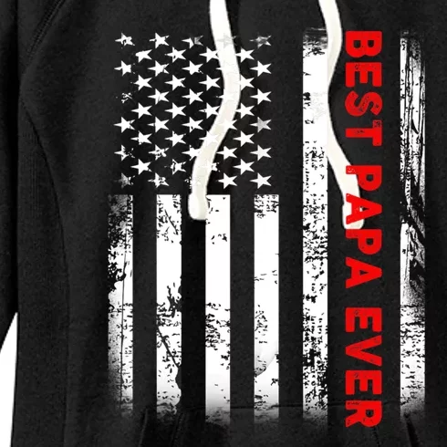 Best Papa Ever American Flag Funny Gift For Grandpa Fathers Day Gift Women's Fleece Hoodie