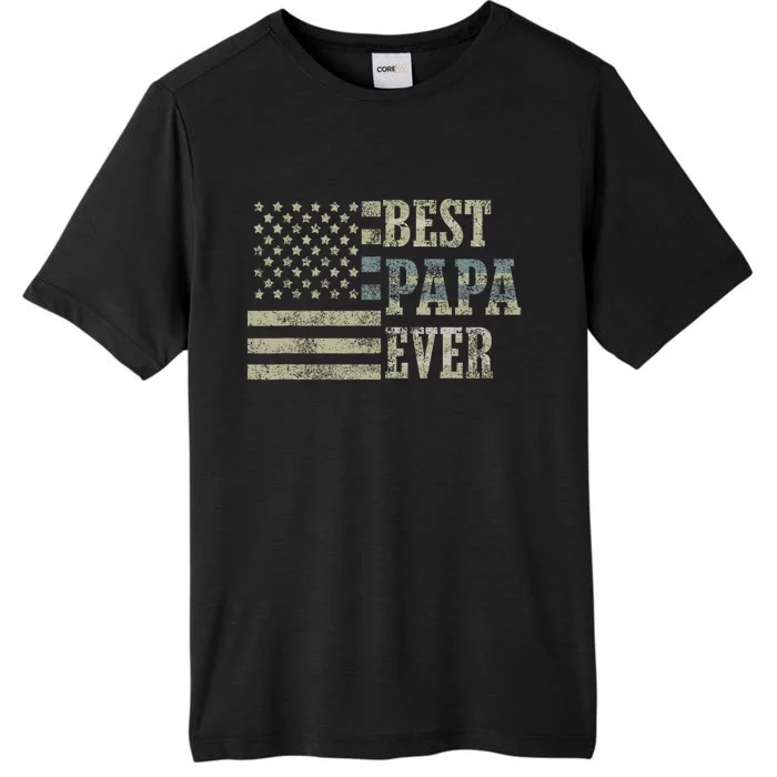 Best Papa Ever American Flag Usa Flag ChromaSoft Performance T-Shirt