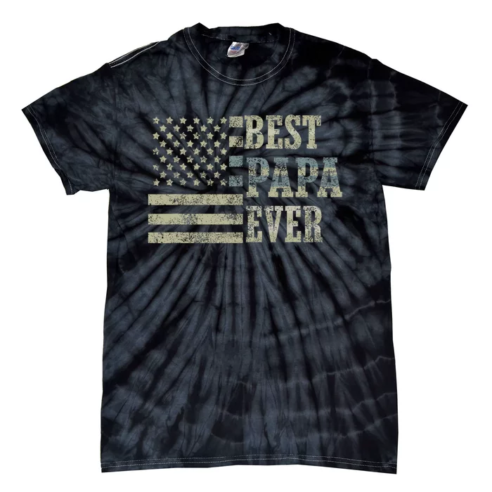 Best Papa Ever American Flag Usa Flag Tie-Dye T-Shirt