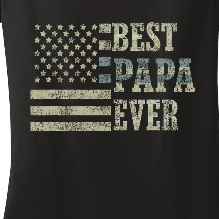 Best Papa Ever American Flag Usa Flag Women's V-Neck T-Shirt